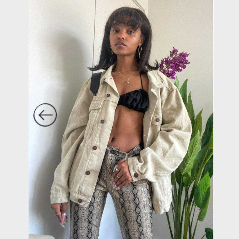 Princess Polly Western Denim Jacket in Beige (M/L)